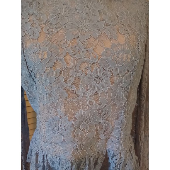 A. Calin Flying Tomato Anthropology Large lavender Lace Bell Sleeve Blou… - Picture 6 of 16